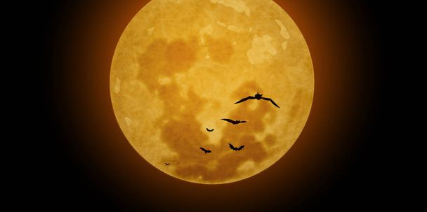 Хэллоуин на фоне лунных летучих мышей
 - Вектор,изображение