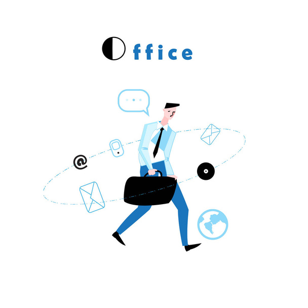 Vector illustration of a walking manager to work - Vector, Image