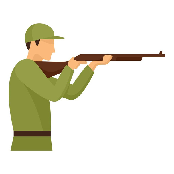 Army shooter icon, flat style - Vector, Image