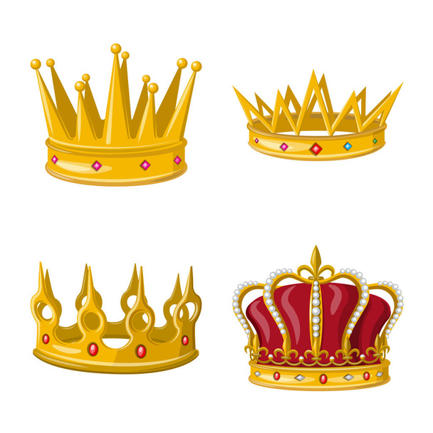 Isolated object of monarchy and gold sign. Set of monarchy and heraldic stock symbol for web. - ベクター画像