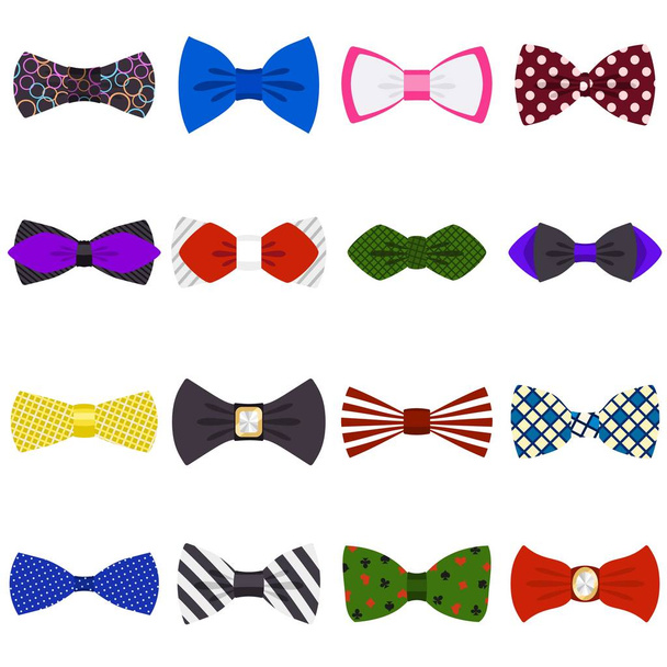 Bowtie icons set, flat style - Vector, Image