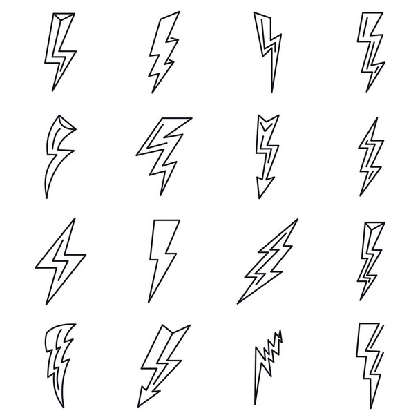 Conjunto de iconos de potencia del rayo, estilo de contorno
 - Vector, imagen