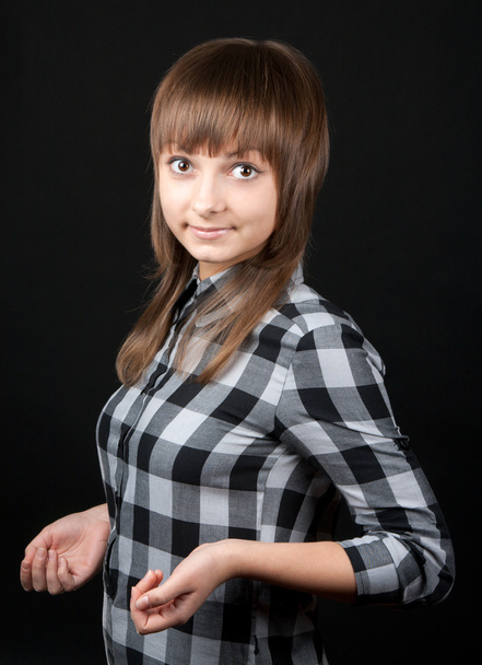 Beautiful girl in plaid shirt - Foto, Imagem