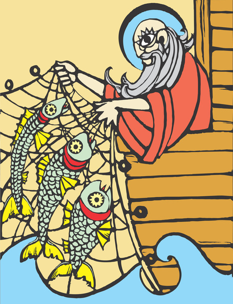 Noah balıkçılık - Vektör, Görsel