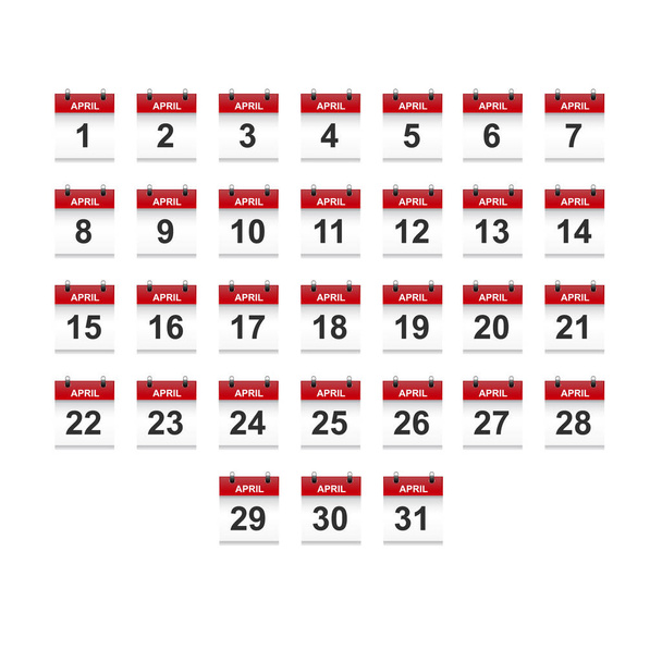 Huhtikuu kalenteri 1-31 kuva vektori taidetta
 - Vektori, kuva