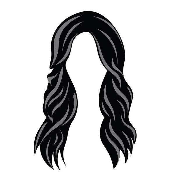 Woman black brunette hair style vector illustration. - Vector, Image