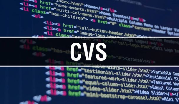 プログラムを開発するためのコードを使用した Cvs コンセプト イラストレーション  - 写真・画像