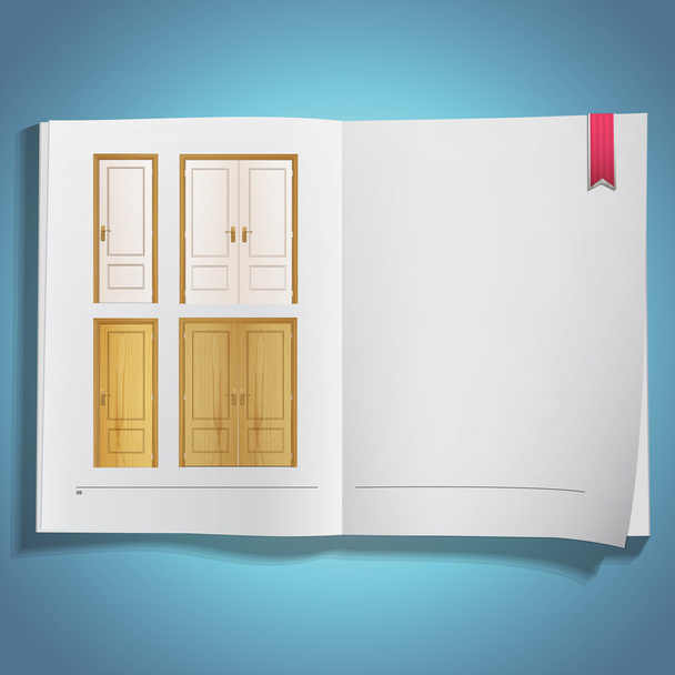 set van houten deur afgedrukt op boek. vector ontwerp. - Vector, afbeelding