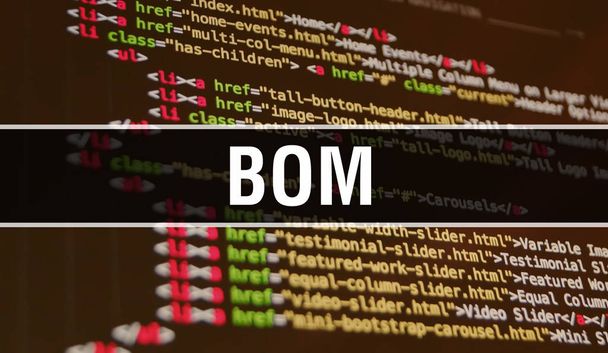 Концептуальная иллюстрация BOM с использованием кода для разработки программ и
  - Фото, изображение