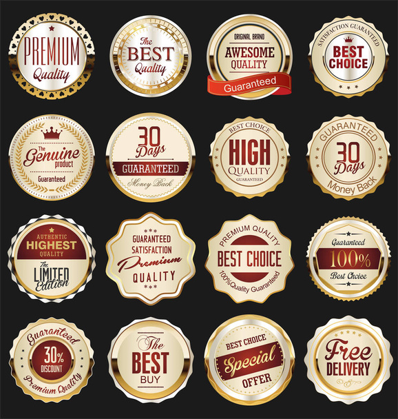 Collection of luxury golden design elements badges labels and laurels  - Vector, afbeelding