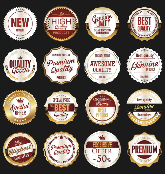 Collection of luxury golden design elements badges labels and laurels  - Vektor, kép