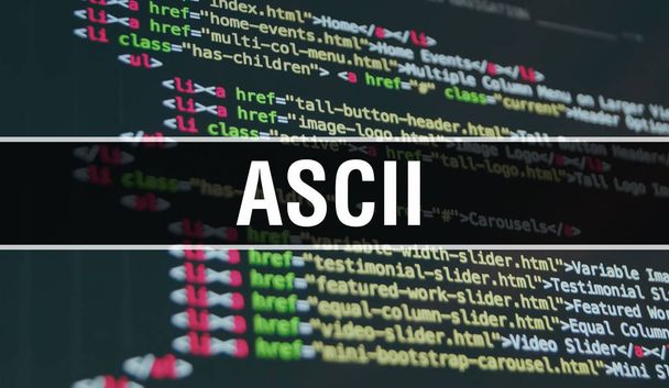 ASCII ilustração conceito usando código para o desenvolvimento de programas e
 - Foto, Imagem