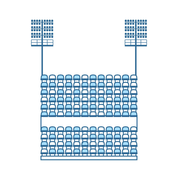 スタジアムの席と光マスト アイコン トリビューン - ベクター画像