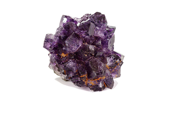 Amethyst Crystal Druse  macro mineral on white background  - Photo, Image