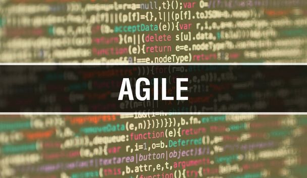 agile Konzeptillustration mit Code zur Programmentwicklung und - Foto, Bild