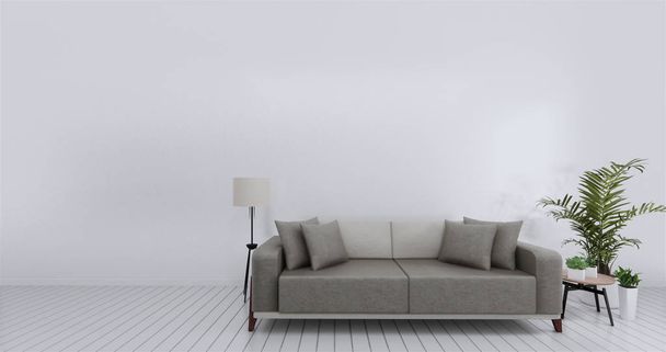 Sala de estar pared interior se burlan de fondo blanco vacío. 3D rend
 - Foto, Imagen