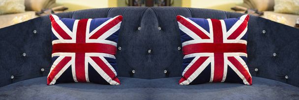 The American flag pillows on the sofa - Fotó, kép