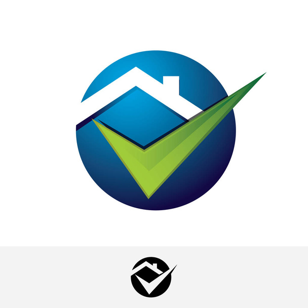 Casa de bienes raíces con el logotipo del vector de marca de verificación
 - Vector, Imagen