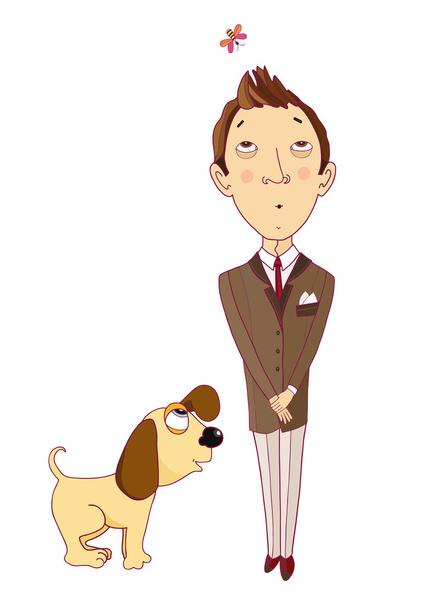 Caballero y su perro
 - Vector, Imagen