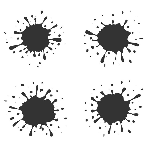 Paint Splatters, fekete csobbanás meghatározott elszigetelt a fehér háttér - Vektor, kép