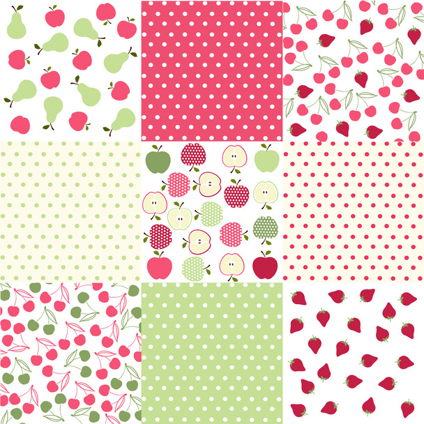 Seamless patterns with fabric texture - Vektor, Bild