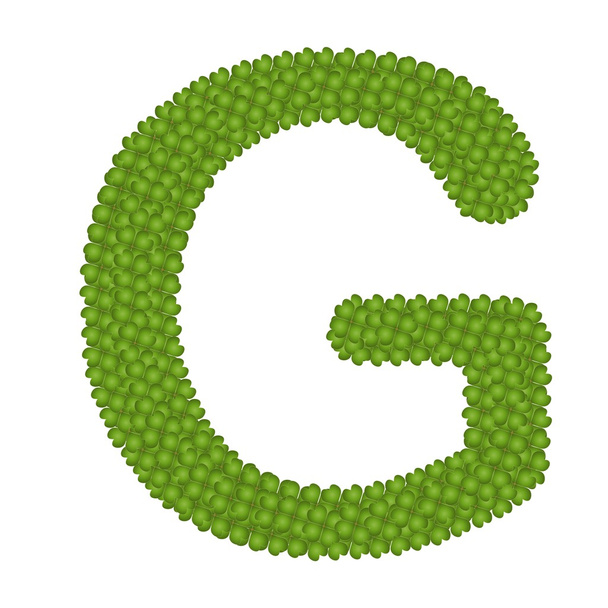 アルファベットの文字の g の四葉のクローバー - 写真・画像