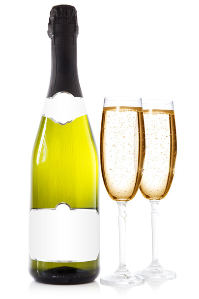Bottle and glasses with champagne - Φωτογραφία, εικόνα