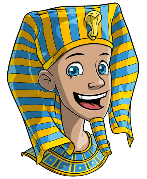 Dessin animé sourire égyptien pharaon garçon
 - Vecteur, image