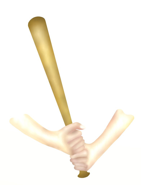 Рука тримає бейсбольну кажана ізольовано на білому тлі
 - Фото, зображення