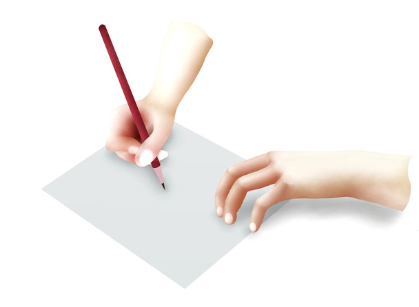 ανθρώπινο χέρι κρατούν ένα μολύβι γραψίματος σε χαρτί - Φωτογραφία, εικόνα