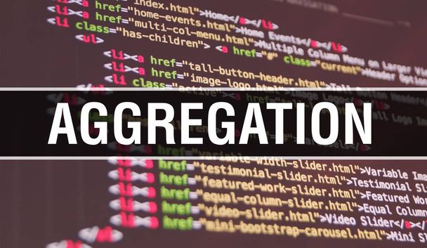 Aggregationskonzept Illustration mit Code für die Entwicklung von Progr - Foto, Bild
