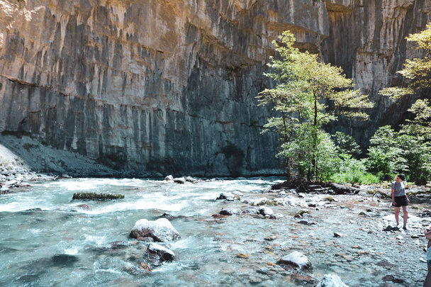 Blue river in the mountains of Abkhazia - 写真・画像
