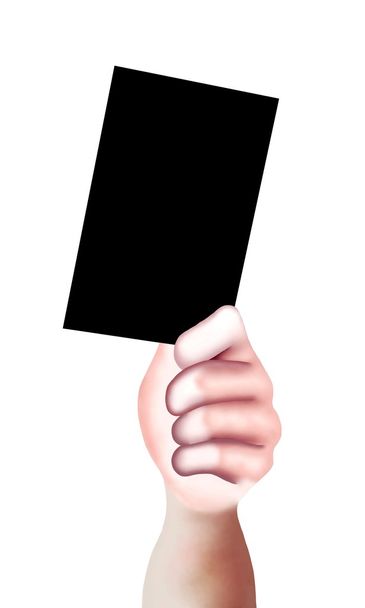 Kéz találat egy üres fekete kártya - Fotó, kép