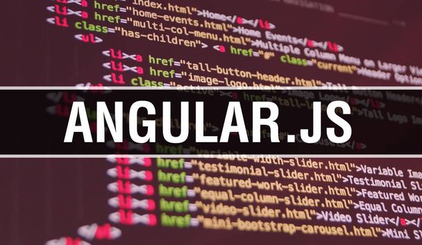 Progra を開発するためのコードを使用した Angular.Js コンセプト イラストレーション - 写真・画像
