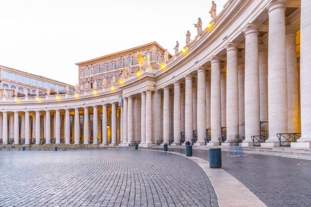 Doric Colonnade with statues of saints on the top. St. Peters Square, Vatican City - Photo, image