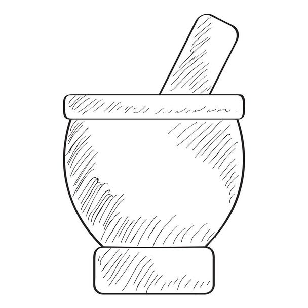 Sketch of a mortar with pestle - Вектор, зображення
