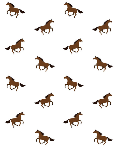 Vector seamless pattern of bay brown flat  horse - Vector, Image
