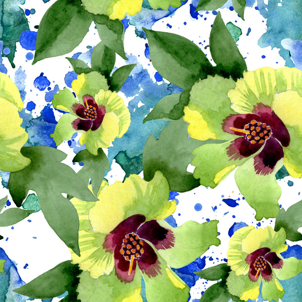 Cotton floral botanical flowers. Wild spring leaf wildflower. Watercolor illustration set. Watercolour drawing fashion aquarelle. Seamless background pattern. Fabric wallpaper print texture. - Φωτογραφία, εικόνα