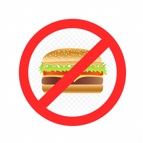 fast food burger prohibition sign - Vector, Image