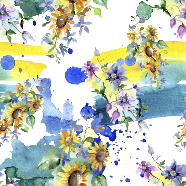 花束花植物の花 水彩背景イラストセット 水彩画ファッションアクアレル孤立 シームレスな背景パターン ファブリック壁紙プリントテクスチャ ロイヤリティフリー写真 画像素材