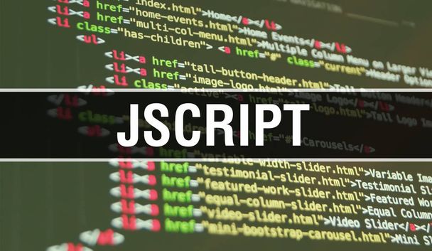 プログラムを開発するためのコードを使用した Jscript の概念図  - 写真・画像