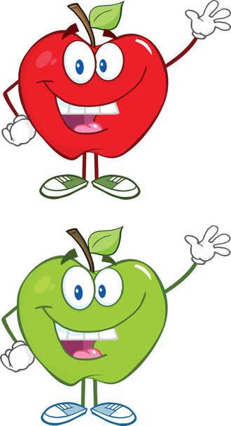 κόκκινο και πράσινο μήλο, κουνώντας για χαιρετισμό. συλλογή - Φωτογραφία, εικόνα