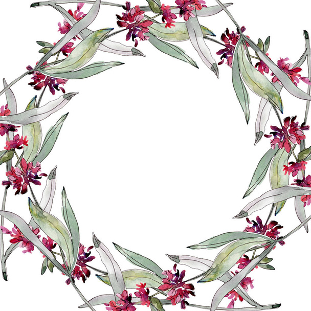 Lavender floral botanical flowers. Watercolor background illustration set. Frame border ornament square. - Valokuva, kuva