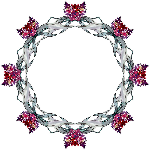 Lavender floral botanical flowers. Watercolor background illustration set. Frame border ornament square. - Foto, Imagem