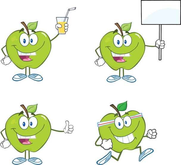 Personajes de dibujos animados de manzanas verdes. Colección
 - Foto, Imagen