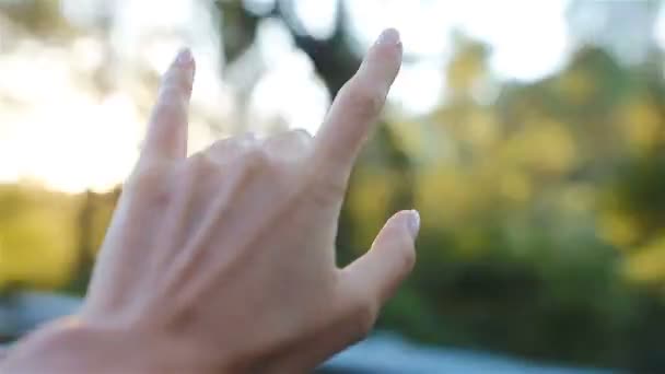 Vrouwelijke hand van de autoruit - Video