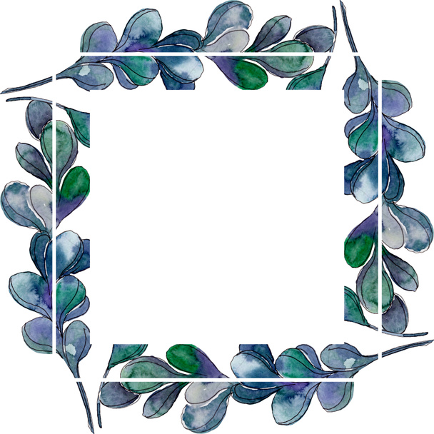 Succulents floral botanical flowers. Wild spring leaf wildflower isolated. Watercolor background illustration set. Watercolour drawing fashion aquarelle isolated. Frame border ornament square. - 写真・画像