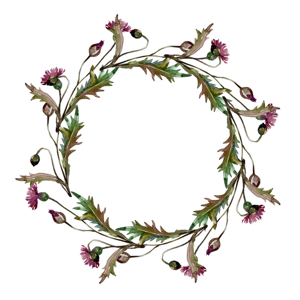 Wildflowers floral botanical flowers. Watercolor background illustration set. Frame border ornament square. - Fotoğraf, Görsel