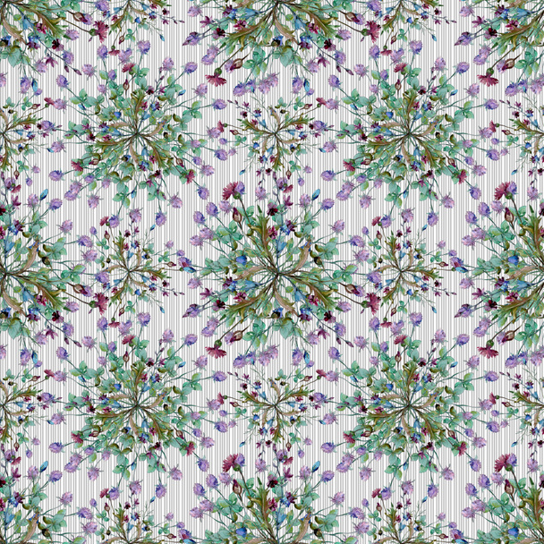 Wildflowers floral botanical flowers. Watercolor background illustration set. Seamless background pattern. - Photo, image