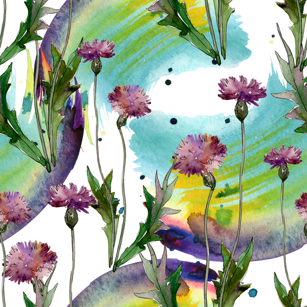 Wildflowers floral botanical flowers. Wild spring leaf wildflower. Watercolor illustration set. Watercolour drawing fashion aquarelle. Seamless background pattern. Fabric wallpaper print texture. - Foto, Imagem